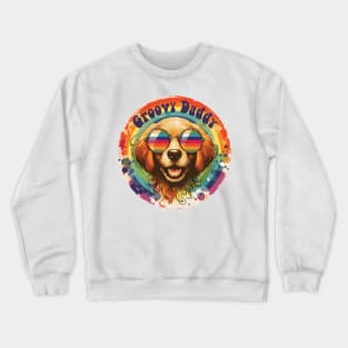 Groovy Daddy Dog with Rainbow Crewneck Sweatshirt